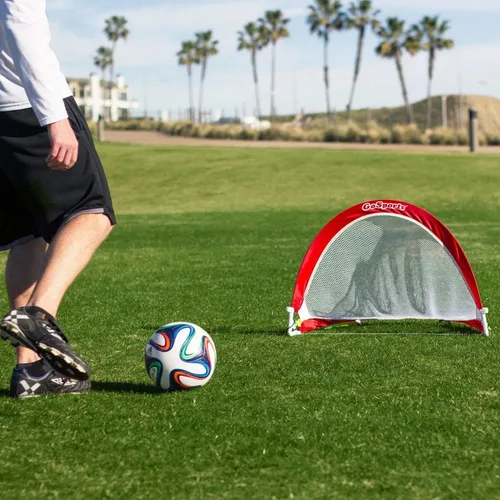 Vista 8 de GoSports Porterías de fútbol portátiles desplegables para patio trasero – Niños y adultos – Juego de dos redes con conos de entrenamiento