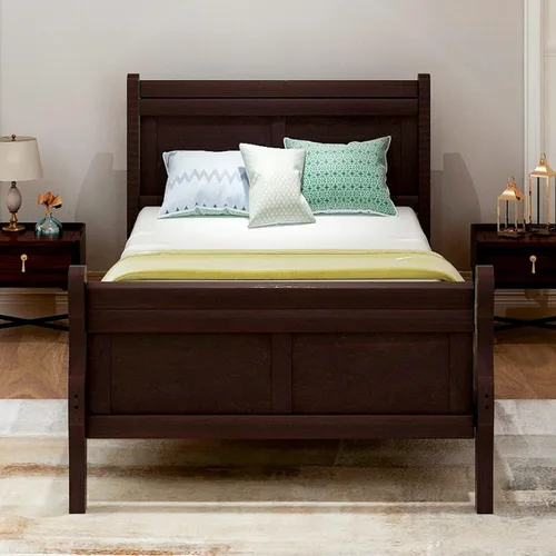 Vista 27 de Harper & Bright Designs Base de cama de tamaño matrimonial con cabecero, plataforma de madera, cama de tamaño matrimonial con juego de listones