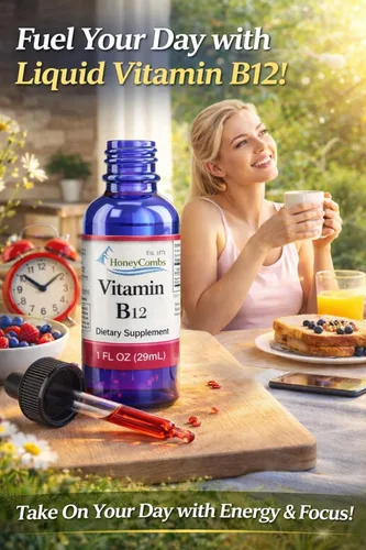 Vista 6 de HoneyCombs Gotas líquidas de vitamina B12 – Suplemento de vitamina B12 para energía, metabolismo, enfoque cerebral y apoyo nervioso – Gotas líquidas