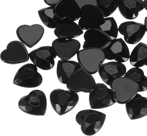 Vista 23 de MECCANIXITY 40 piezas de cuentas de acrílico con forma de corazón, 12 mm, con parte trasera plana, gemas de plástico para joyería, pegatinas