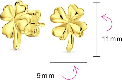 Vista 4 de Lucky Charm Clover Pendant Stud Earrings Jewelry Set Gold Sterling Silver