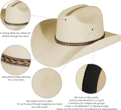 Vista 3 de Sombrero de vaquero del viejo oeste y vaquera, estilo de ala ancha