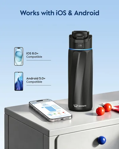 Vista 10 de WaterH BOOST - Rastreador inteligente de botellas de agua con recordatorio Negro