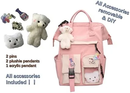 Vista 3 de GGOOB Kawaii Backpack with Kawaii Pin and Accessories Backpack Cute Aesthetic Backpack Cute Kawaii Backpack for School