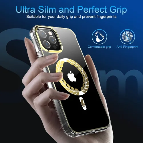 Vista 7 de Funda magnética diseñada para iPhone 12 Pro Max de 6.7 pulgadas, compatible con MagSafe, purpurina brillante transparente [no amarillento] TPU + PC