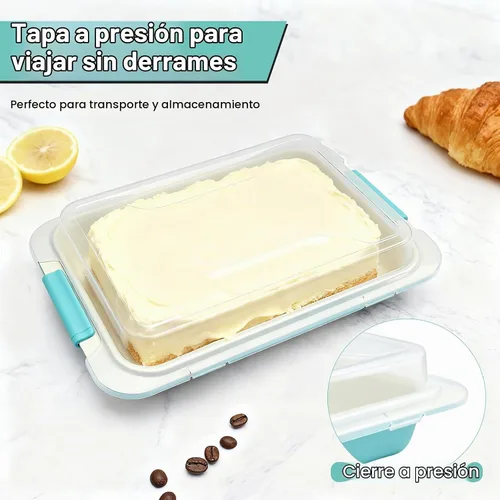 Vista 4 de Molde para hornear de 9 x 13 pulgadas con tapa, acero aluminizado, asas de silicona