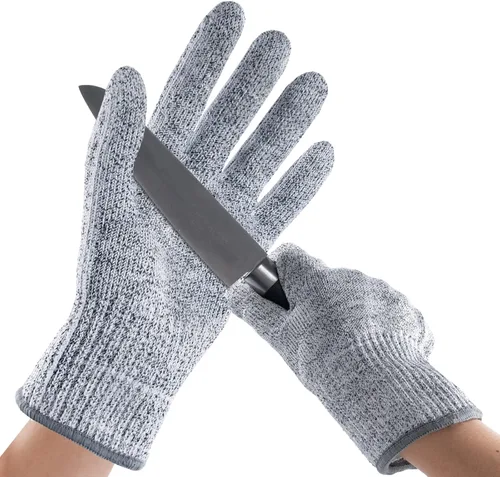 ANDANDA Cut Resistant Gloves, Safety Chef Gloves for Cutting for Oyster Shucking, Fish Fillet Processing, Wood Carving, Grey