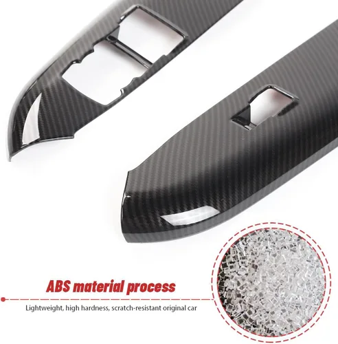 Vista 2 de RT-TCZ Manija de puerta de fibra de carbono, interruptor de control de ventana, cubierta de panel de botón, calcomanía para decoración