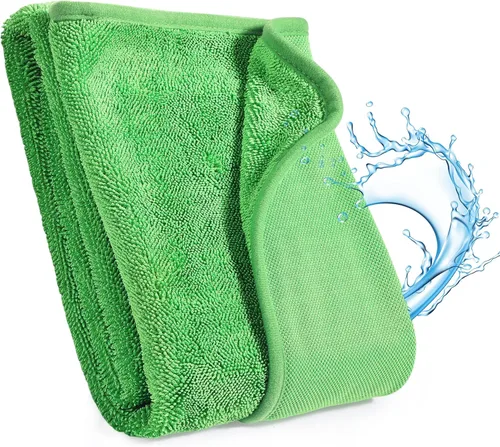 Vista 11 de JOYMOOP Paños de limpieza de microfibra, paquete de 18, 10 x 10 pulgadas, color azul, reutilizables, sin pelusas, súper absorbentes, para limpieza