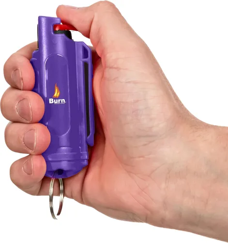 Vista 3 de Burn Spray de pimienta para defensa personal, 1/2 oz compacto para mujeres con llavero, máxima resistencia, grado policial con tinte UV, ideal