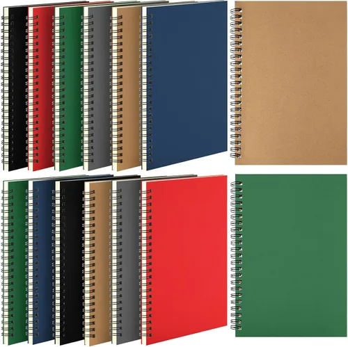 Leelosp Paquete de 12 cuadernos pequeños en espiral A5 con rayas universitarias con tapa de papel kraft de 5.5 x 8.3 pulgadas, 120 páginas para verde