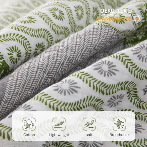 Vista 4 de Y-PLWOMEN Edredón floral Queen – Juego de edredón ligero de 3 piezas de 100 % algodón, colcha reversible tamaño Queen, colcha ligera y suave