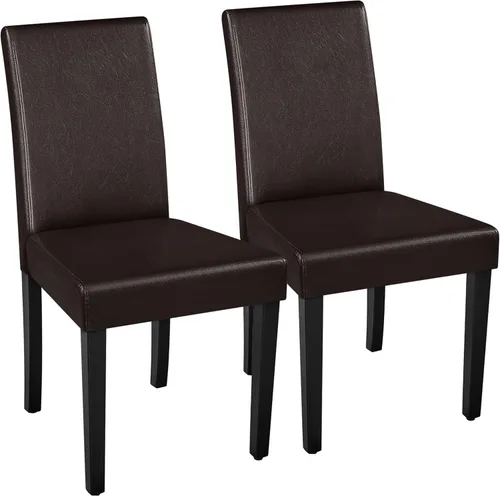 Vista 13 de Yaheetech Juego de 4 sillas de comedor de piel sintética con superficie impermeable y patas de madera para cocina, restaurante y sala de estar