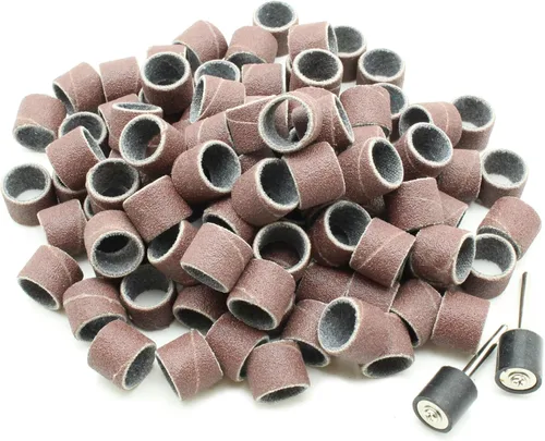 Vista 4 de TEMO 100 piezas de tambor de arena de 1/4 de pulgada de grano 60 grueso con 2 PC 1/8 pulgadas mandril para herramientas rotativas Dremel