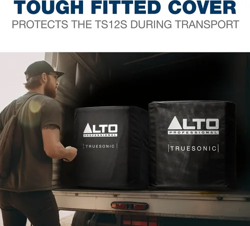 Vista 5 de ALTO Cubierta deslizable duradera para subwoofer amplificado TS12S con construcción de forro de nailon y acceso al mango