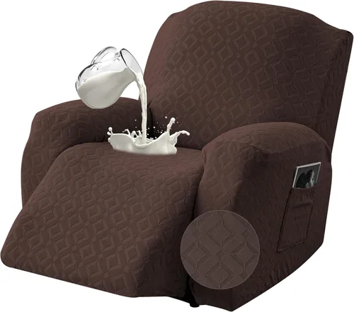 Vista 21 de Gennia - Funda impermeable para silla reclinable, fundas elásticas para sofá reclinable con bolsillos, fundas lavables para sillón reclinable Lazy
