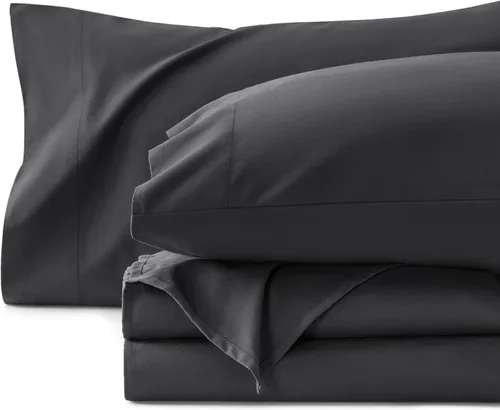 Vista 7 de Bedsure Juego de sábanas de franela cepillada tamaño individual, 100% algodón, sábanas extra suaves, color gris carbón, sábanas cálidas con bolsillo