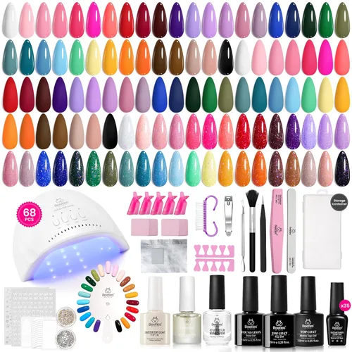 Vista 9 de Beetles - Kit de 69 esmaltes de uñas de gel con luz UV – Kit de esmalte de uñas de gel de 35 colores con base y capa superior brillante