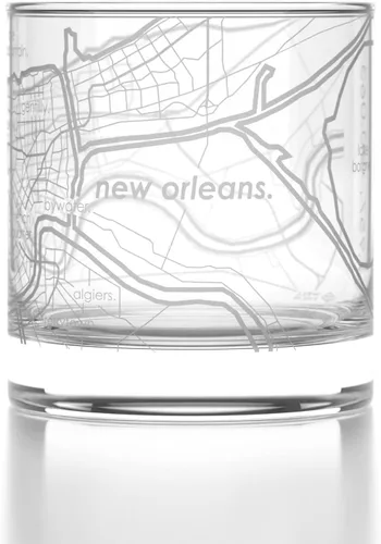 Vista 24 de Well Told Vaso de rocas grabado con mapa de Akron, Ohio, cristalería estilo antiguo (325ml, transparente) Vaso de bourbon grabado, regalos