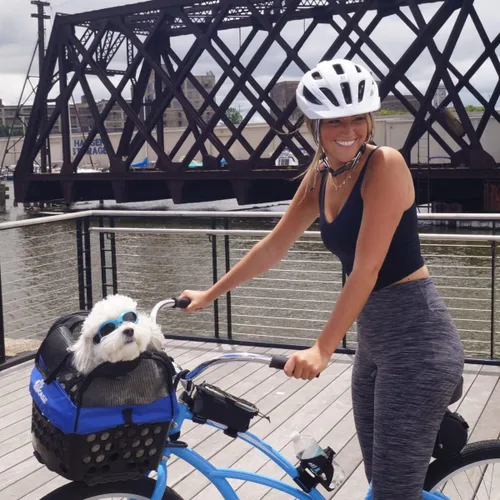 Vista 3 de BiKASE Cesta y transportador de bicicleta duradera para perros, cesta trasera para mascotas con alfombrilla y cubierta súper cómoda, ideal