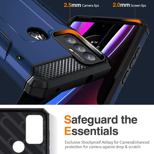Vista 5 de Funda para Moto G Play 2023, Moto G Play 2023 con protector de pantalla, resistente protección contra caídas para Moto G Play 2023 (azul)
