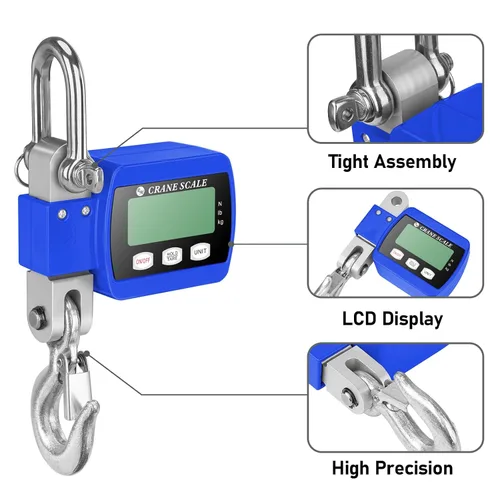 Vista 4 de RoMech Báscula digital para colgar de 1100 libras con funda de aluminio fundido, mini balanza de mano de 1,102.3 lbs con ganchos para caza en granja