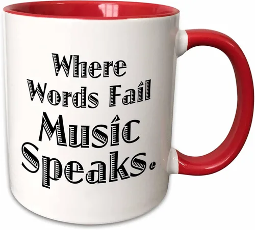 Vista 9 de 3D Rose Where Words Fail Music Speaks - Taza de cerámica de dos tonos, 11 onzas, color negro