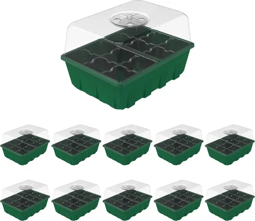 Vista 11 de Gardzen Paquete de 10 kits de iniciación de semillas, bandejas reutilizables para germinación de plantas con un total de 150 celdas, bandeja