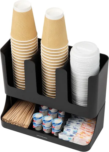 Vista 5 de Mind Reader "Flume" Organizador con 6 compartimientos para condimento y tazas, ninguno , Negro