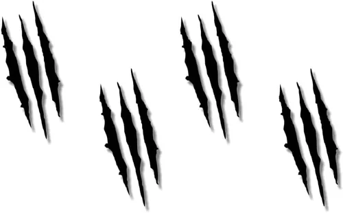 4 Marcas de Garras Desgarradas Calcomanías Adhesivas de Vinilo Negro Sólido de 6" Dinosaurio Jurásico Monstruo Arañazos Metal Desgarrado Calcomanías