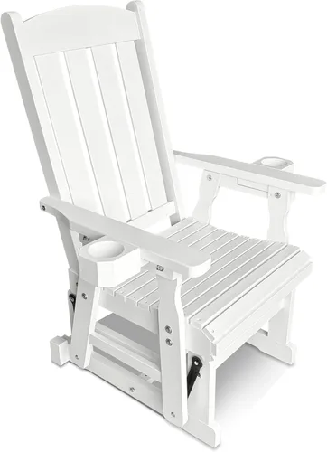 Vista 11 de Fortune Candy Planeador de madera para patio para una persona, con respaldo alto y asiento contorneado profundo, madera de abeto maciza, resistente