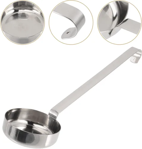 Vista 6 de Cucharones con gancho para cucharas y cucharones, cucharón para sopa, cuchara para el hogar, medición de pizza con acero inoxidable para hornear