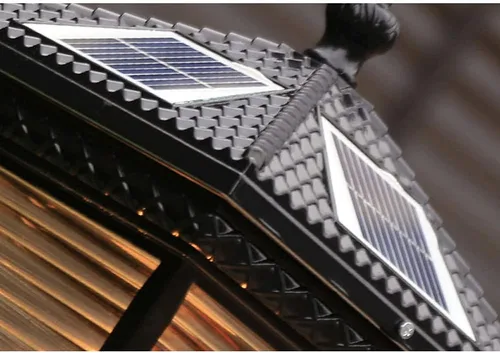 Vista 5 de Luces de poste al aire libre, luz LED de columna de energía solar al aire libre, impermeable, luz de energía solar, estilo europeo, luz de chalet