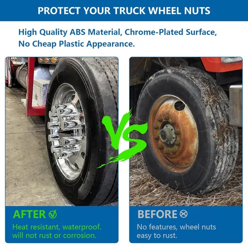 Vista 2 de Grandroad auto 20 Pack de cubiertas de tuerca, 33mm por 3-1/2" Rosca en tapa de tuerca cilíndrica de tapa plana ABS cromado plástico antióxido