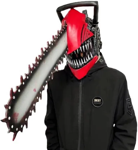 ROMAGIO Máscara de látex para Halloween con motosierra, accesorio para disfraz