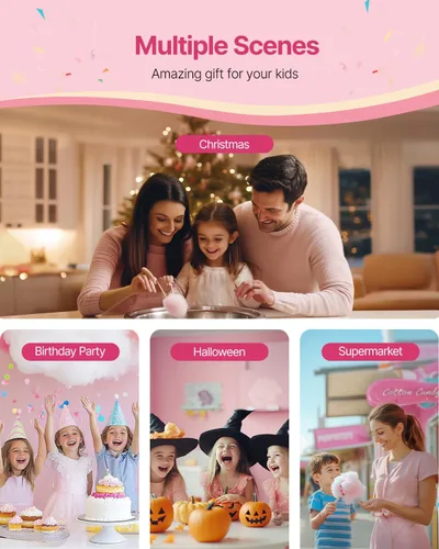 Vista 49 de VEVOR - Máquina eléctrica para hacer algodón de azúcar con carro, máquina comercial para hacer caramelo de 1000W con tazón de acero inoxidable