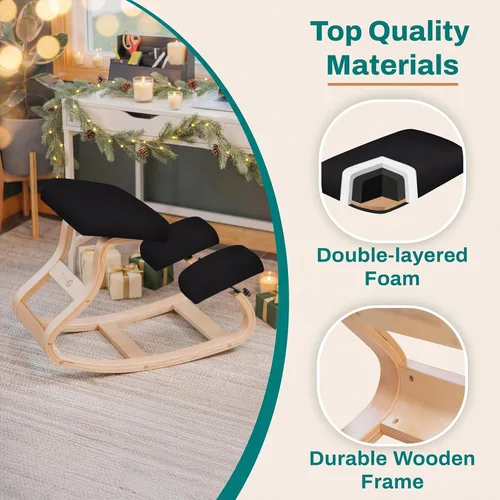 Vista 30 de NYPOT Silla ergonómica de rodillas con asientos ajustables, silla de rodilla para corrección de postura y taburete mecedora para escritorio - Alivio