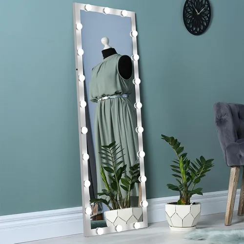 Vista 2 de Espejo de longitud completa con luces, espejo de cuerpo de 63 x 24 pulgadas con 22 bombillas LED regulables, 3 modos de color, control táctil