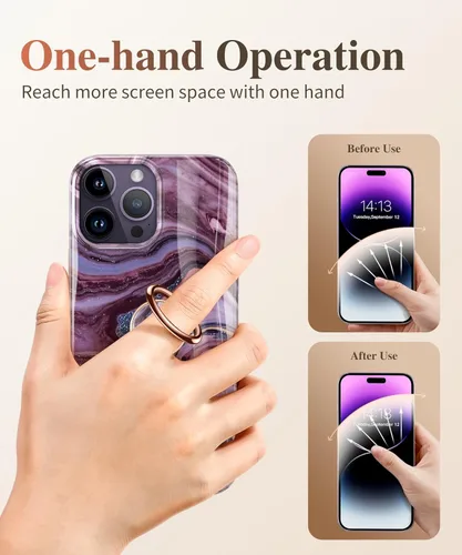 Vista 7 de GVIEWIN Soporte de anillo de teléfono celular de mármol, agarre de metal con rotación de 360°, compatible con iPhone 17/16/15/14/Pro Max/Air/Plus