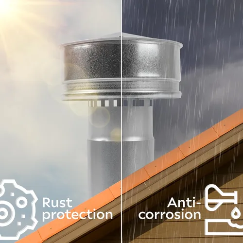 Vista 5 de Tapa de lluvia para techos de 4 pulgadas, cubierta de ventilación de techo redonda de acero galvanizado, tapa de chimenea de escape HVAC para todo