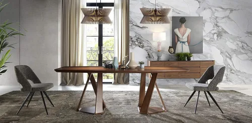 Vista 2 de Silla comedor tapizada en Tela y estructura de Patas en Acero epoxi Pintado