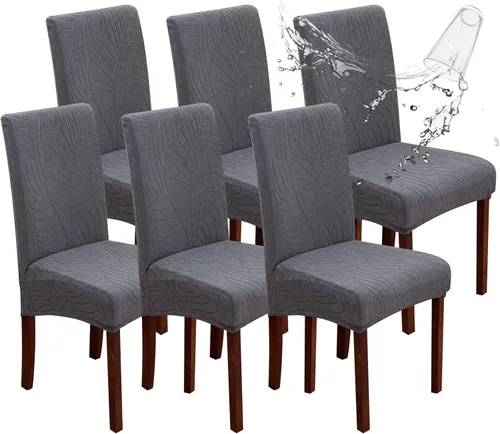 Vista 27 de Genina Juego de 4 fundas 100 % impermeables para sillas de comedor grandes, fundas protectoras elásticas para sillas Parson para el hogar