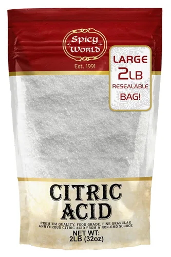 Bolsa de ácido cítrico de 2 libras, 100% puro, de grado alimenticio y sin OMG, polvo de ácido cítrico para limpieza, bombas de baño, preservación,