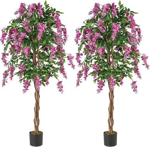 Vista 14 de SAFEPLUS Árboles artificiales ficus de 5.5 pies para decoración de interiores o exteriores