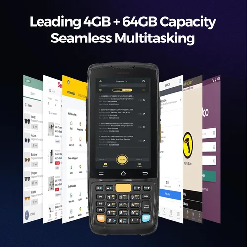 Vista 3 de MUNBYN Escáner de código de barras Android 14 con empuñadura de pistola, equipado con escáner Honeywell HS7 QR, 4GB+64GB PDA, pantalla táctil de 4