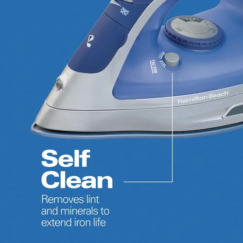 Vista 6 de Hamilton Beach Plancha de vapor y vaporizador vertical para ropa con suela de Durathon resistente a los arañazos, cable retráctil de 8 pies, apagado