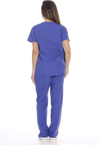 Vista 3 de Conjunto médico Just Love de seis bolsillos para mujer (cuello de pico y pantalón cargo)