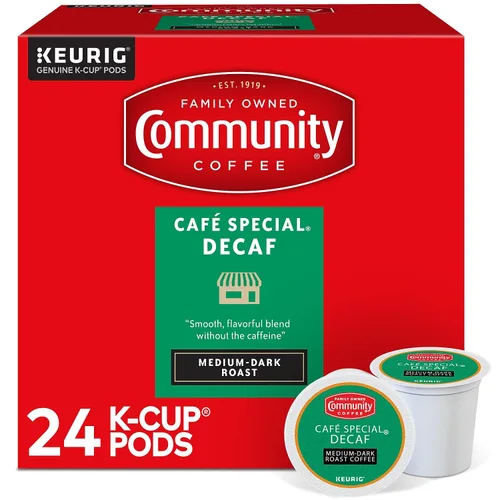 Vista 14 de Community Coffee Cafe Special Descafeinado 12 cápsulas de café, tostado medio oscuro, compatible con cafeteras Keurig 2.0 K-Cup, 12
