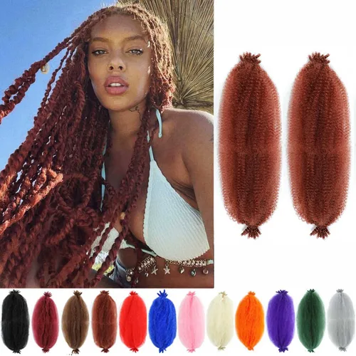 Vista 63 de Extensiones de cabello afro rizado Ginger 12 pulgadas, trenzas Marley de cabello trenzado elástico 350, extensiones de cabello afro rizado y rizado