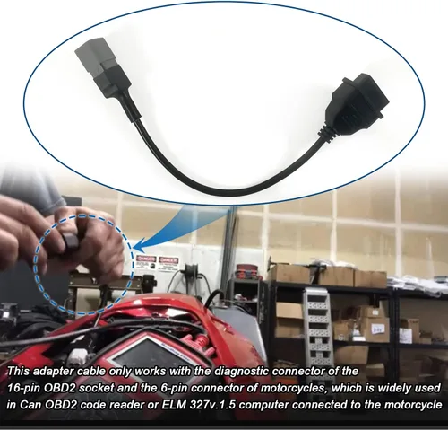 Vista 3 de Cable adaptador de diagnóstico de 6 pines a 16 pines CAN OBD2 OBDII, se adapta a CAN AM Moto ATV UTV motocicleta bicicleta